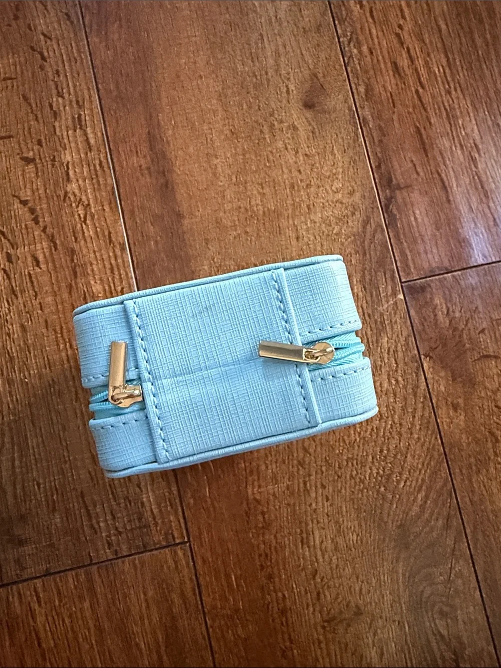 Travel Jewelry Organizer Box in Light Blue with Mirror